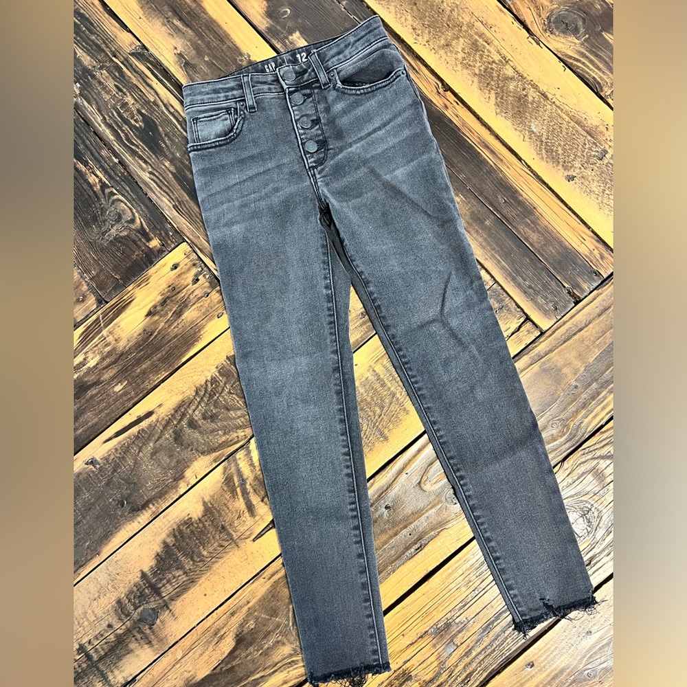 Girls Gap Kids Size 12 Black Denim High Rise Ankle Jegging